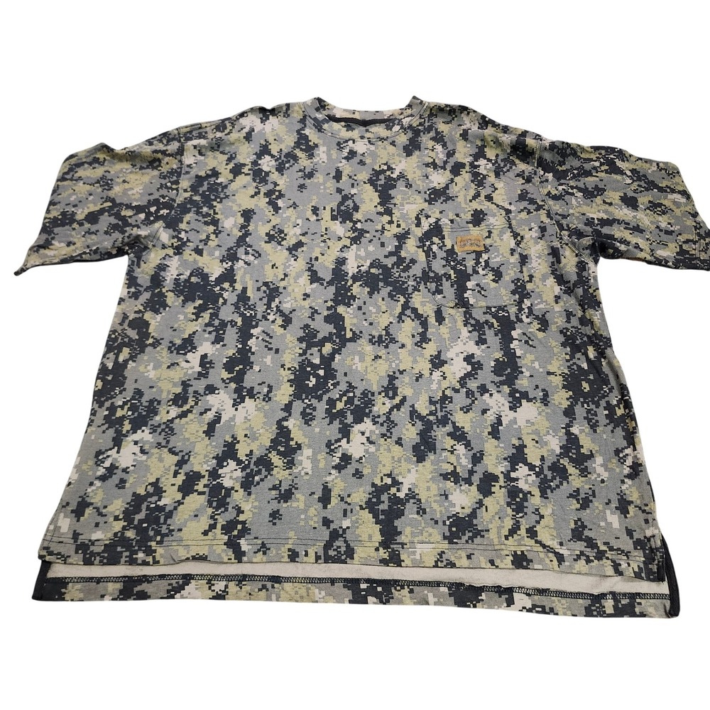 Big Smith Mens 2X Digital Camo Pocket T-Shirt Green Grey Cotton Crew Neck 13084